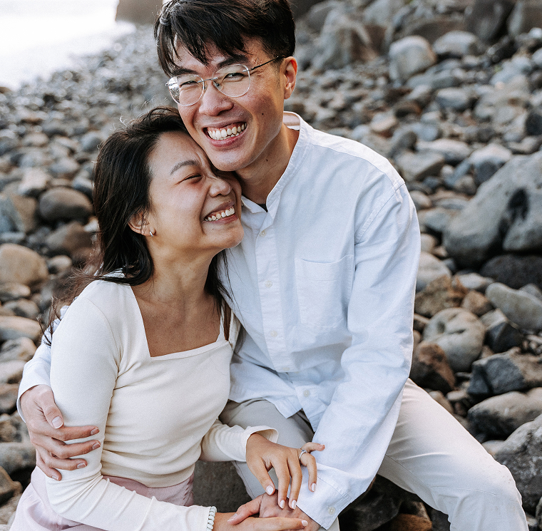Laughing by the Beach